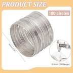 PH PandaHall Steel Memory Wire for Bracelet Making, 100 Loops Strong Jewellery Wire Sliver Beading Wire for DIY Bracelet Craft Jewellery Making,Wire: 0.6mmx6cm, 24 Gauge