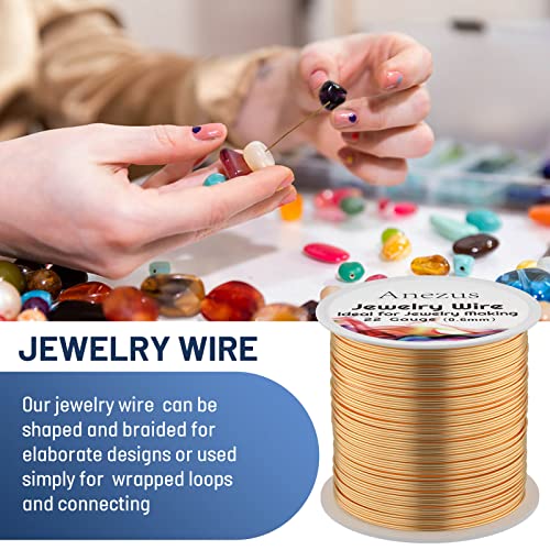 22 Gauge Jewelry Wire, Anezus Craft Wire Tarnish Resistant Copper Beading Wire for Jewelry Making Supplies and Crafting (KC Gold, 49 Yards/45 Meters) - color: KC Gold