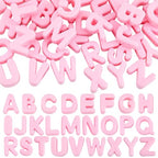 52Pcs A to Z Alphabet Shaped Beads Large Pink Letter Beads with Large Hole Acrylic Opaque 26 Capital Letters Initial Alphabet Bubble Loose Spacer for Keychains Bag Charm Phone Chains Jewelry - style: Style 6