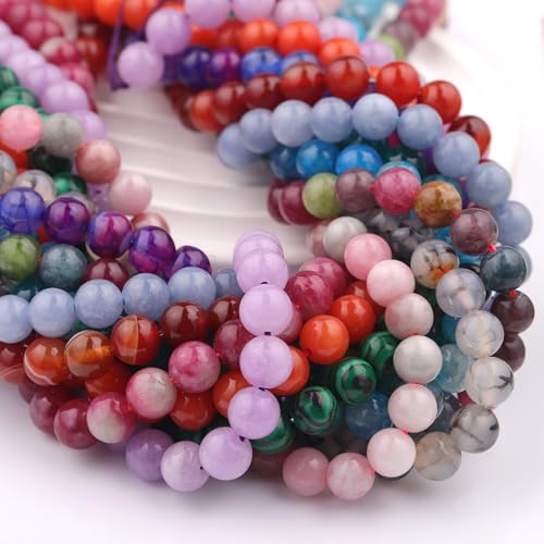 Natural Stone Beads 8mm Polished Round Smooth Gemstone Beads for Jewelry Making Supplies 15 Inch(45 Beads) (Blue Angel) - color: Blue Angel-45pcs