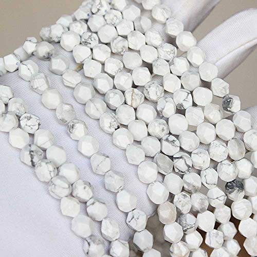MJDCB Best Sellers Natural Stone Beads Faceted Polygon White Howlite Crystal Energy Stone Healing Power for Jewelry Making(8mm) - color: White Howlite