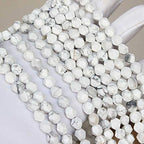 MJDCB Best Sellers Natural Stone Beads Faceted Polygon White Howlite Crystal Energy Stone Healing Power for Jewelry Making(8mm) - color: White Howlite