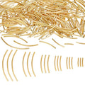 PH PandaHall 240pcs 6 Size Brass Curved Tube Beads Long Noodle Tube Bead Golden Spacer Beads for DIY Memory Wire Bracelet Necklace Anklet Wrist Jewelry Making, 14.5mm 20mm 25mm 30mm 40mm 50.5mm