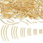 PH PandaHall 240pcs 6 Size Brass Curved Tube Beads Long Noodle Tube Bead Golden Spacer Beads for DIY Memory Wire Bracelet Necklace Anklet Wrist Jewelry Making, 14.5mm 20mm 25mm 30mm 40mm 50.5mm