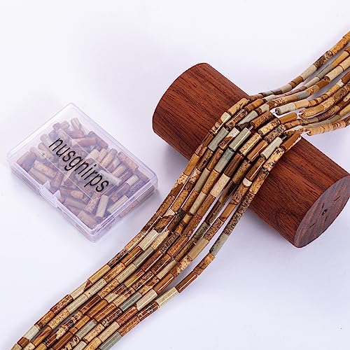 Natural Blown Picture Stone Cylinder Tube Beads 4x13mm 38cm/str Loose Semi Gemstone Stone Beads for Making Bracelets Necklace Earrings - color: Blown Picture, size: 4x13mm Cylinder