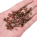 Glass Rice Beads Clear Purple 4x6mm 50pcs Faceted Oval Golden Edge Crystal Loose Beads for DIY Craft Jewelry Making - color: Clear Purple