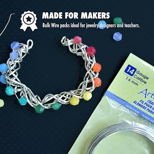 Artistic Wire | 14 Gauge Rose Gold Silver-Plated Copper Wire| Tarnish Resistant Bendable for Jewelry Making & DIY Crafts | 25 ft Coil - color: Gold, size: 14 Gauge / 25 ft