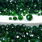 580pcs 4/6/8/10mm Glass Beads, Deep Green Faceted Crystal Briolette Loose Beads for Bracelets Necklaces DIY Crafts - color: Dark Green