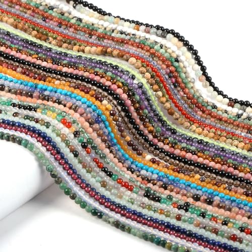 155pcs 2mm Natural Opalite Stone Loose Round Beads Gemstone Smooth Samll Spacer Beads for jewerly Making Bracelet Necklace - color: Opal, size: 2 mm