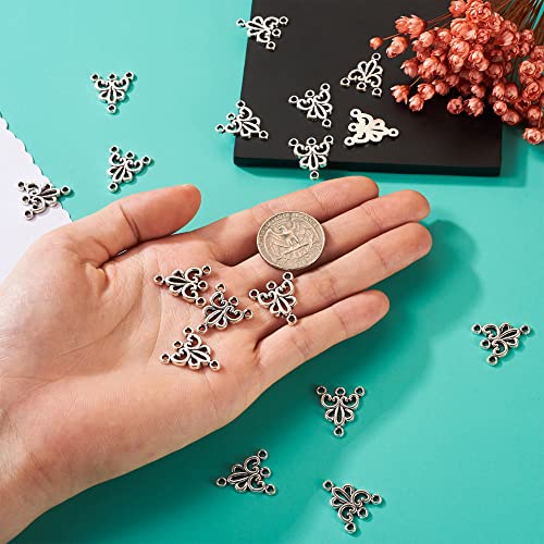 Mega Pet 20pcs Tibetan Silver Triangle Chandelier Component Links Charm Pendant Connectors with 3 Holes for Multi Layers Dangle Earring Bracelet Necklace Jewelry Making - color: Antique Silver, Triangle