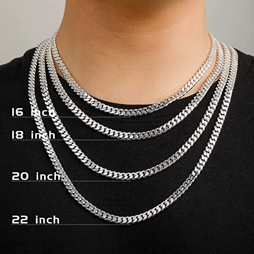 OCHCOH 925 Sterling Silver Clasp 3mm3.5mm4mm5mm7mm Cuban Link Chain Necklace for Men Diamond Cut Silver Chain Necklace for Women 16 18 20 22 24 26 28 30 Inch - size: 30 Inch, style: 7mm