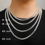 OCHCOH 925 Sterling Silver Clasp 3mm3.5mm4mm5mm7mm Cuban Link Chain Necklace for Men Diamond Cut Silver Chain Necklace for Women 16 18 20 22 24 26 28 30 Inch - size: 28 Inch, style: 7mm