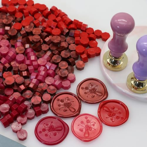 250Pcs Red Mix Sealing Wax Beads for Wax Seal Stamp, WaxSeal Beads Set with 50 Each of 5 Colors Perfect for Gift Sealing (250, Red Mix) - color: Red Mix