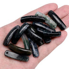 BEADIA Natural Curved Moss Agate Stone Beads 36x10mm 4pcs for DIY Bracelet Jewelry Making - color: Moss Agate