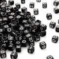 1000Pcs Black Acrylic Square Letter Beads White Cube Alphabet Beads White Letter A-Z Mixed Plastic Loose Beads for Jewelry Making Friendship Bracelets Key Chains Necklaces(6mm) - color: black-white(6mm)
