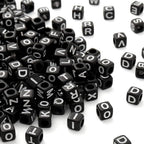 1000Pcs Black Acrylic Square Letter Beads White Cube Alphabet Beads White Letter A-Z Mixed Plastic Loose Beads for Jewelry Making Friendship Bracelets Key Chains Necklaces(6mm) - color: black-white(6mm)