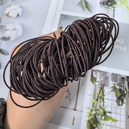 Amaney 0.8mm Brown Elastic Cord Beading Threads Stretch String Fabric Crafting Cords for Jewelry Making 20m - size: 0.8mm, style: Brown