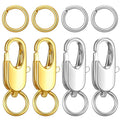 4 Pcs Stainless Steel Lobster Claw Clasps with Jump Rings, No Tarnish Jewelry Findings for Necklace Bracelet Anklet Making, Strong Spring Snap Hooks Closures (12mm/0.47 Inch, Silver + Gold)