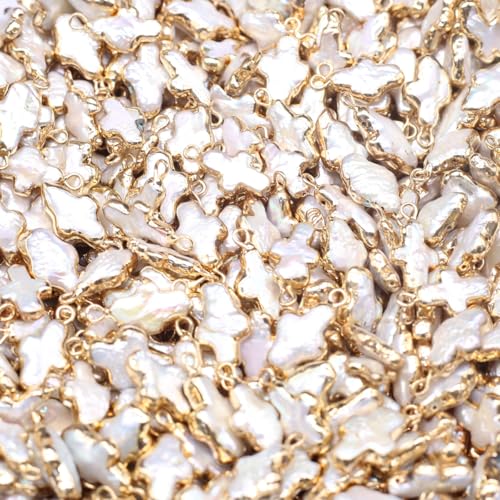 5 Pcs Natural Pearl Pendants Irregular Freshwater Pearl Pendant Charms for Jewelry Making Necklace Bracelet DIY Gift - color: cross