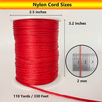 2 mm 330 Feet Satin Nylon Cord String for Jewelry Making Bracelet Necklaces Beading Thread Rattail Macrame Kumihimo Chinese Knot Craft Red - size: Red