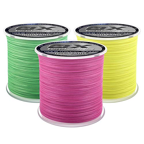 Rikimaru 8X Pro Braid Fishing Line 6LB-170LB, 300yds-1000yds Fluo-Green,Lemon Yellow,Plum Pink - color: Plum Pink, size: 170LB(0.60mm)-300Yds