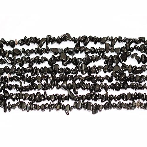 7-8mm Natural Black Obsidian Gemstone Chips Loose Beads Semi Precious for Jewelry Making DIY Handmade Craft Supplies 1 Strand per Bag Approxi 34" - color: Black Obsidian Chips
