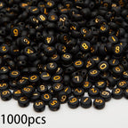 1000Pcs Acrylic Number Beads Round Number Round Beads 4x7mm Mixed Number Beads, for Jewelry Bracelets Necklaces Key Chains Making (Black Gold) - color: Black Gold