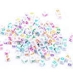 ToBeIT 1000pcs Letter Beads Alphabet A-Z Cube Acrylic Beads for Jewelry Making, Bracelets, Necklaces (6 * 6 White Color) - color: white color