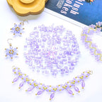 1500 Pcs Crystal Glass Beads for Jewelry Making – 12 Styles Bicone, Rondelle, Cube, Teardrop & 3mm Spacer Beads, DIY Bracelet Necklace Earring Craft Kit with Organizer Box(Light Purple) - color: Light Purple