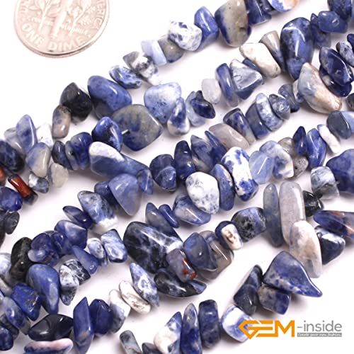 GEM-Inside Crystal Stone Chips for Jewelry Making Genius Gemstone Freeform Loose Beads with Hole for Bracelet Necklace Making Adults 34" (Blue Sodalite, 7-8mm) - color: Blue Sodalite