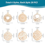PH PandaHall 120pcs 6 Styles Brass Filigree Pendants, Flat Round Gold Charms Bulk Metal Pendants Hollow Metal Charms for DIY Bracelet Earring Necklace Jewelry Making