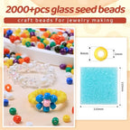 2000pcs Transparent Blue Glass Seed Beads, Colorful Tiny 4mm Beads for Jewelry Making, Beading Supplies. - color: Transparent Blue