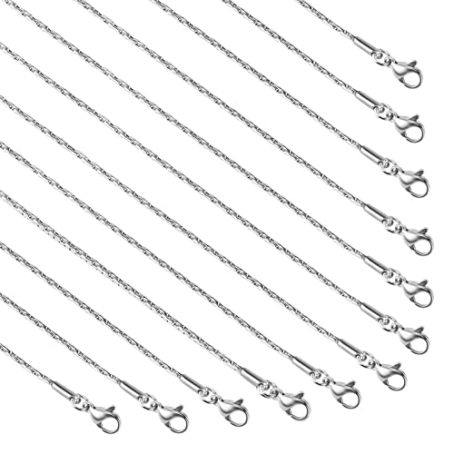 UMAOKANG 12 Pack Thin Chain Necklace for Jewelry Making, Silver Stainless Steel Flexible Snake Chains Bulk DIY Jewelry Supplies (16 Inches) - color: Silver, size: 16 Inch