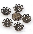 500PCS 10mm Gold Tone Flower Bead Caps Hollow Flower Bead Caps for Jewelry Making (Antique Bronze) - color: antique bronze