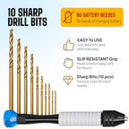 Craft911 Manual Craft Drill Sharp HSS Micro Mini Twist Drill Bits Set, Pin Vise Hand Drill for Jewelry Making; Small Hand Drill for Resin, Rotary Tools for Wood, Jewelry, Plastic, Miniature - Blue - style: Classic