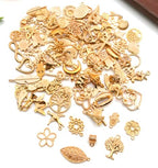 100 Pieces Jewelry Making Charms Pendants for Bracelet Bulk lot Necklace Earrings Keychain Charms Beads DIY Kit Trendy Craft - style: Gold Heart Butterfly