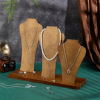 PH PandaHall Wood Necklace Display Stands 3-Row Necklace Holder Wooden Necklace Display Rack with 3 Removable Displays Bust Jewelry Display for Necklaces Rings Craft Selling Vendors Showcase Storage