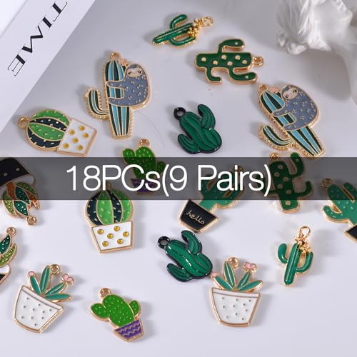 Bulk Gold Enamel Charms for Jewelry Making, Colorful Metal Charms Pendant for Bracelet Necklace and Crafting - color: Cactus Green