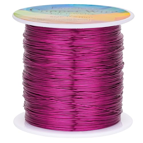 203 Feet Tarnish Resistant Copper Wires 24 Gauge/0.5mm Jewelry Craft Wires Beading Wire for Jewelry Making, Wire Wrapping and Crafting (Purplish Red) - color: Purplish Red, size: 24 Gauge