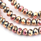 Craftdady 10 Strands 4mm Rose Gold Faceted Glass Briolette Rondelle Beads Electroplate Metallic Tiny Spacer Beads About 1400Pcs for Jewelry Craft Necklace Earring Making - color: Rose Gold, size: 4mm