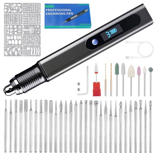 Engraving Pen Kit Rechargeable Cordless Engraver Pen Kit Mini DIY Electric Etching Machines Rotary Tool for Carving Jewelry Stone Wood Glass Metal Plastic (57pc) - size: 57pc