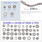 stino 270Pcs Silver Metal Spacer Beads for Jewelry Making, Bracelet Earrings Necklace Findings & Supplies 512 (Flat Disc (270PCs)) - color: Flat Disc (270PCs)
