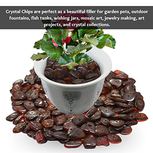 Garnet Pre Drilled Crystal Crushed Chips Beads for Bracelets Making, DIY Handmade Natural Healing Crystals (25 Inch Strand) - color: Garnet