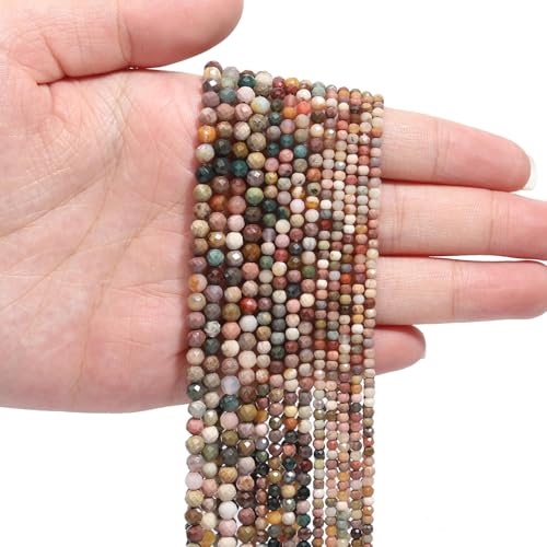 Natural Turquoise Beads, 3mm 120pcs Small Round Faceted Loose Gemstones for DIY Jewelry Making, Handmade Bracelet and Necklace Crafting, with Size Card - color: Turquoise, size: 3mm
