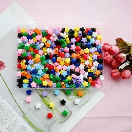 Amaney 300pcs Star Beads Multi Color Acrylic Beads for Bracelet Necklace Craft Jewelry Making - color: BigStar