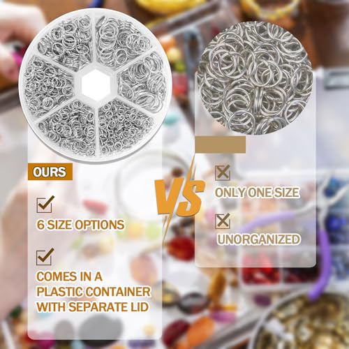 1100Pcs Open Jump Rings, Silver Jump Rings Set Stainless Steel Jump Ring O Ring Connectors for Jewelry Making Bracelet Earrings Necklace Connectors (4/5/6/7/8/10mm)… - color: Sliver