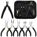 6Pcs Jewelry Pliers Set Includes Round Nose Pliers, Bent Nose Pliers, Needle Nose Pliers, Crimping Pliers, End Nippers and Wire Cutters for Jewelry Making and Repairing