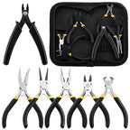 6Pcs Jewelry Pliers Set Includes Round Nose Pliers, Bent Nose Pliers, Needle Nose Pliers, Crimping Pliers, End Nippers and Wire Cutters for Jewelry Making and Repairing