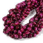 65Pcs Magenta Tiger's Eye 6mm Beads Natural Stone Round Gemstone Genuine Real Stone for DIY Bracelet Jewelry String Making - color: Magenta Tiger's Eye, size: 6mm
