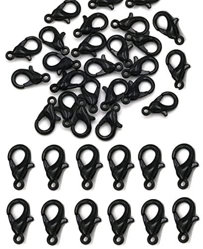 MSCFTFB 300 Pieces Mini Lobster Clasps Metal Lobster Claw Clips Fastener Hooks for Bracelet Necklace Choker Jewelry Making Findings DIY Keychain Bag Phone Dangle Charms (6x12mm,Black) - color: Black